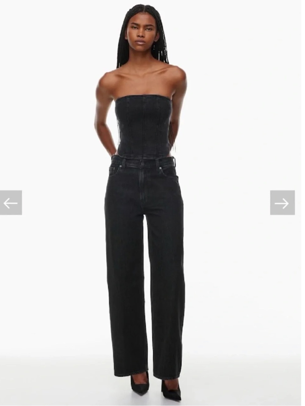 Aritzia Denim Forum The 90s Low Rise Baggy Wide Jean Black 27